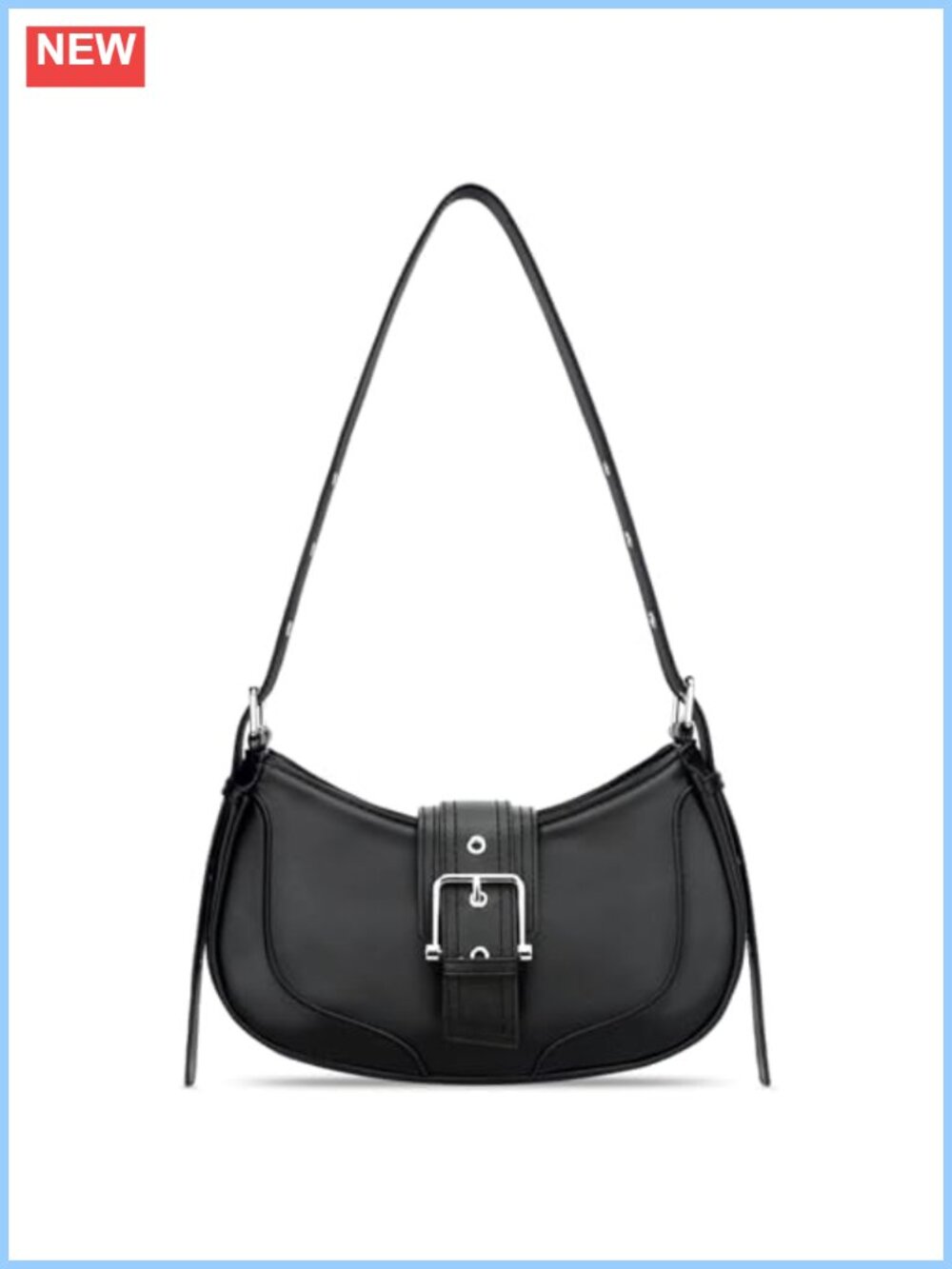Vegan Leather Shoulder Bag Retro Crescent Hobo Purse Adjustable Strap